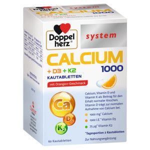 DOPPELHERZ Calcium 1000+D3+K2 system Kautabletten